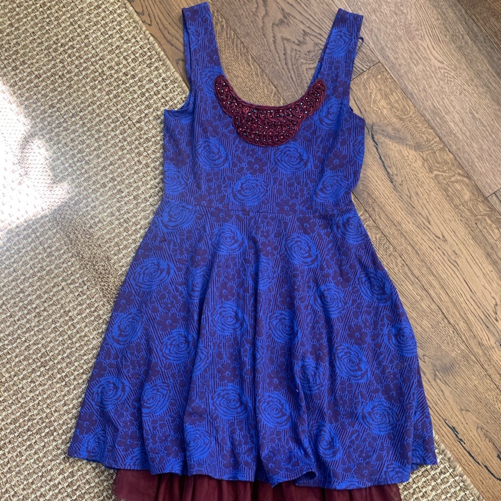Maroon & Blue Free People Dress